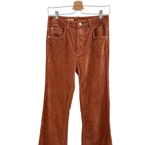 Anthropologie Pilcro The Icon Corduroy Pants Mid-Rise Wide Flared Rust Size 27 - Picture 5 of 15